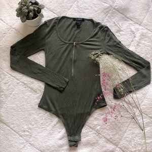 Dark Green Long Sleeve Bodysuit
